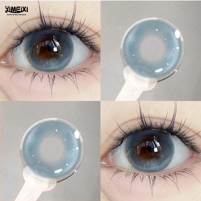 Mill Creek 2pcs Contact Lenses with Grade Rimless 14.5MM Big Eyes Summer Series Blue Contact Lenses Student Ladies Eye Make Up