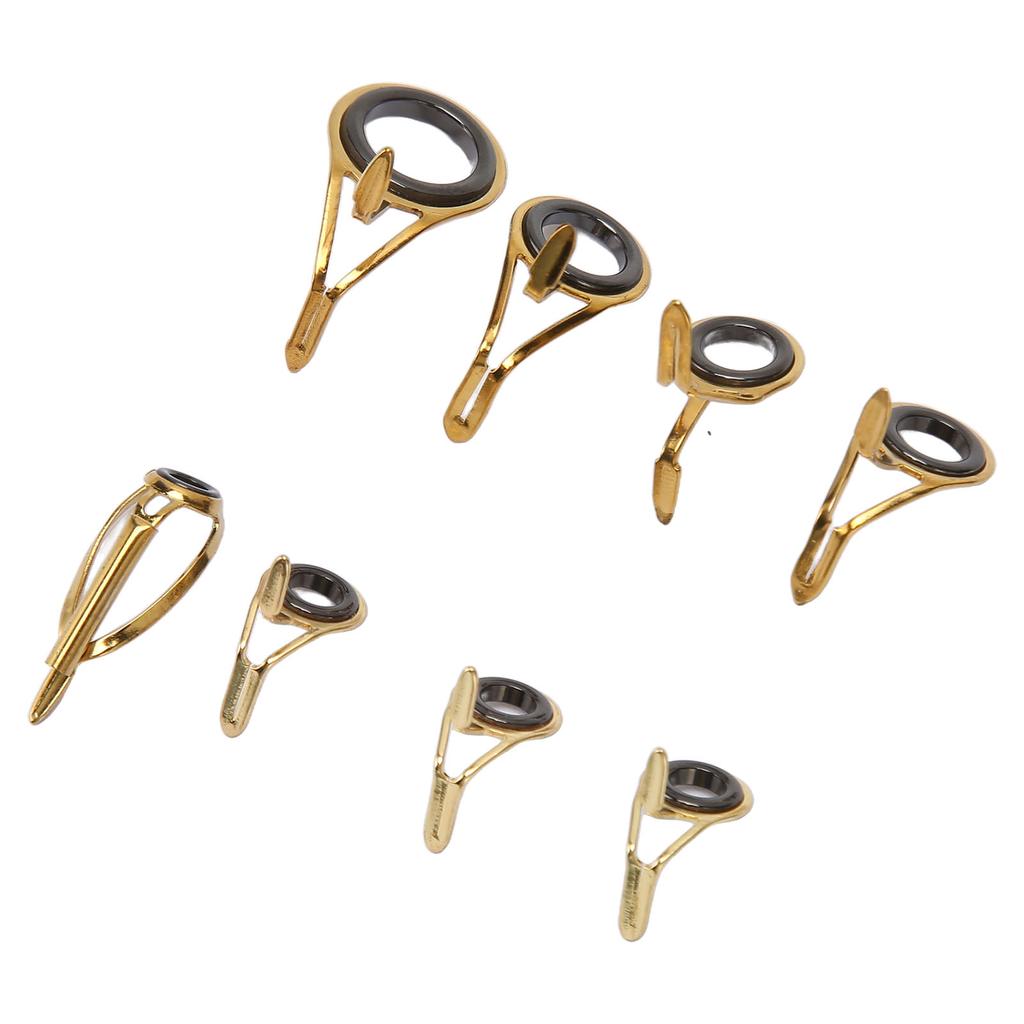 8pcs Fishing Rod Tip Repair Kit Fishing Rod Guides Stainless Steel Ceramic Ring Rod Tip Guide Replacement 8 Sizes
