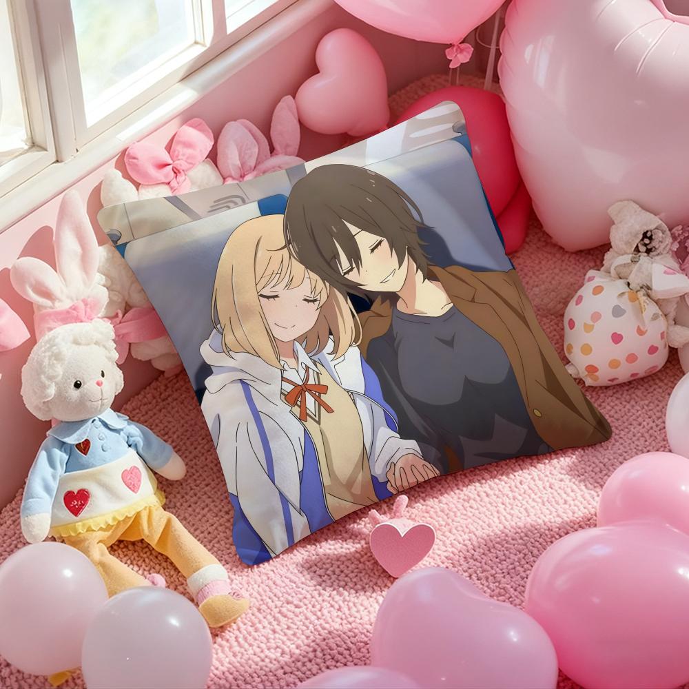 Asagao to Kase-san Cushion Cover Pattern Printed Pillowcase for Living Room Sofa Cushion Cover & Bedroom Decor