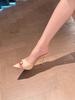 Nude high heels 2025 new popular women's summer stiletto with patent leather sexy sandals pointed cool slippers outside