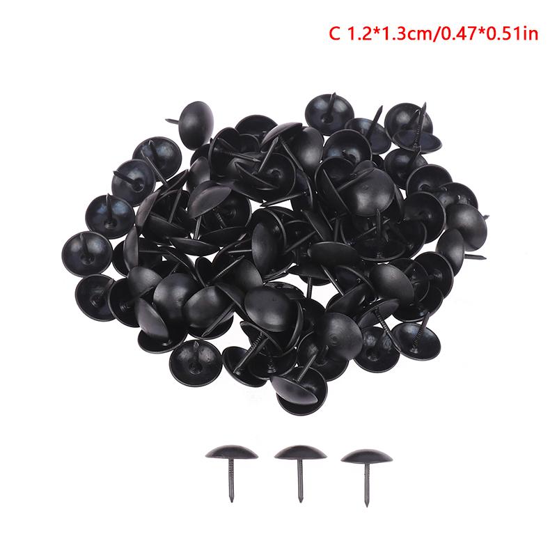 100Pcs Black Round Head Metal Pushpins Upholstery Nails Vintage Tacks Stud Decor