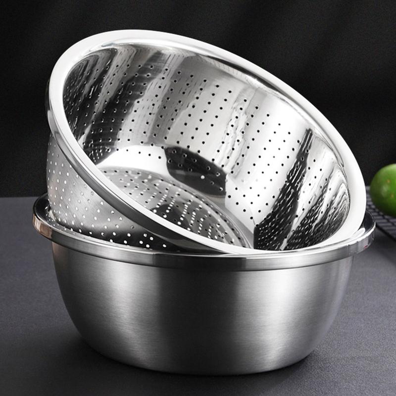 Drain Bowls Fruit Dish Creative Storage Baskets Household Kitchen Wash Vegetables Drain Baskets Stainless Steel Mate