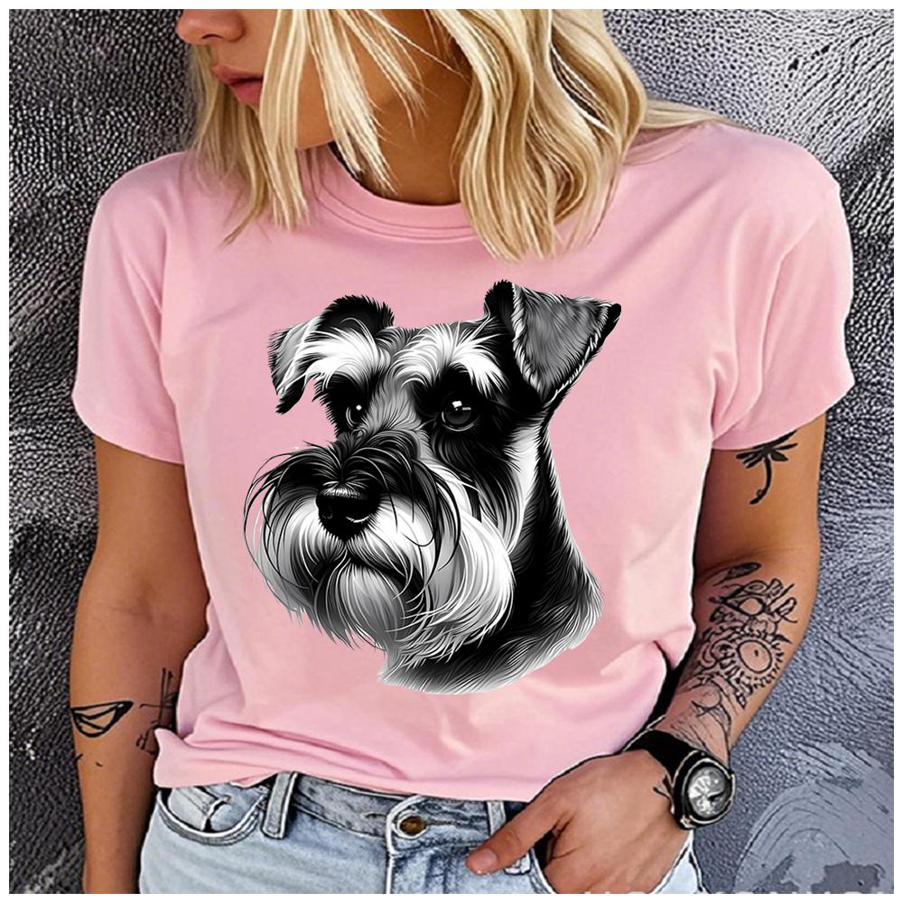 Unisex 100% Polyester Summer Top with Pet Print Loose Round Neck Short Sleeve Fashion for Astrology Lovers