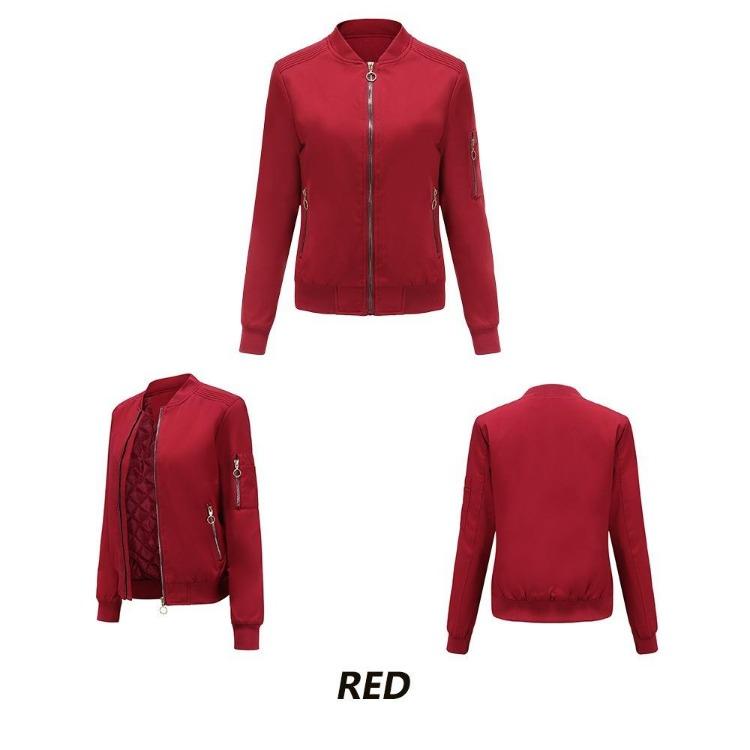 Women's Fashion Bomber Jacket Casual Cotton Coat Stand Collar Slim Fit Long Sleeve Thick Outerwear Ladies Motorcycle Basic Coats