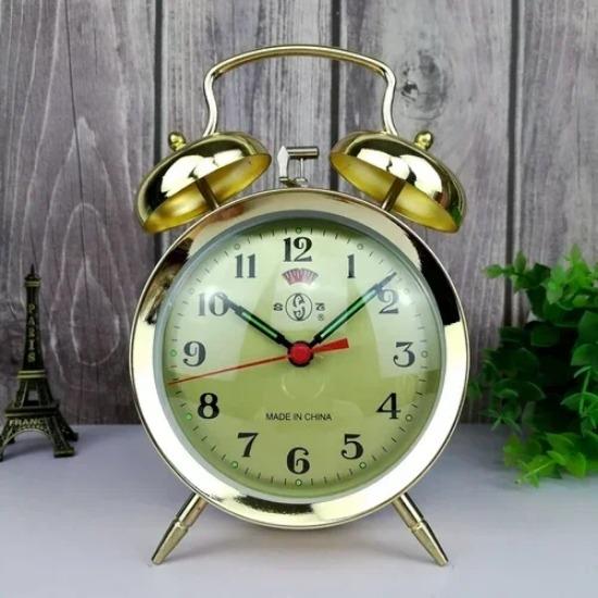 Mechanical Alarm Clock Bedside Table Silent Gold Clocks Vintage Metal Bedroom Children Tabletop Antiques Luxury Home Decor