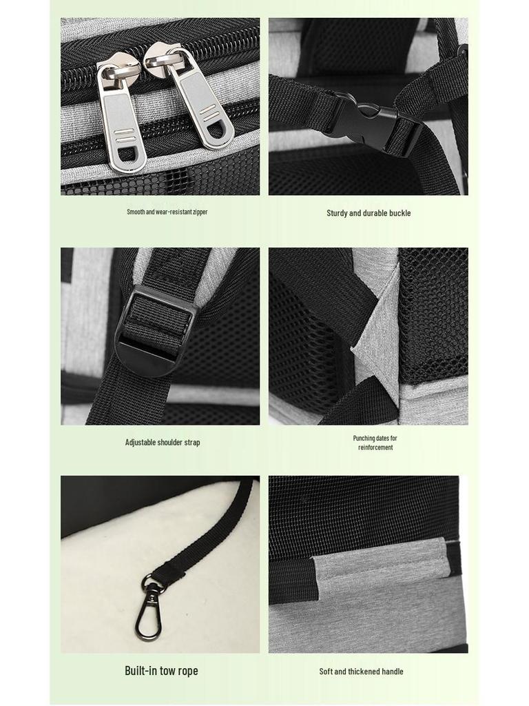 Přenosný dvoulodní kočičí batoh s velkou kapacitou a více okénky - Prodyšný, pohodlný, skládací a ideální pro cestování.