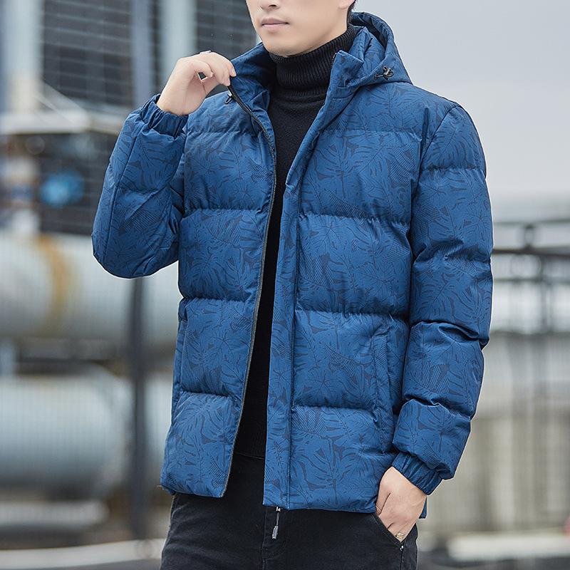 

Зимняя мода Мужская свободная утолщенная хлебная одежда с капюшоном Повседневная теплая парная стеганая куртка 5XL синий