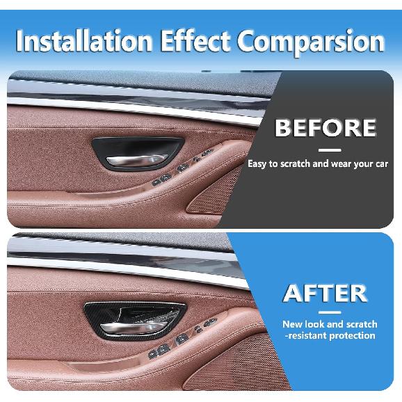 Sekhyna Inner Door Handle Cover Trim Compatible with BMW 5 Series F10 520 528 525 2011-2017 ABS 4PCS Interior Door Bowl Anti Scratch Protection Cover