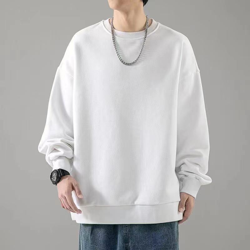 Men's Autumn Sports Loose Fit Solid Color Pullover Hoodie with Long Sleeves