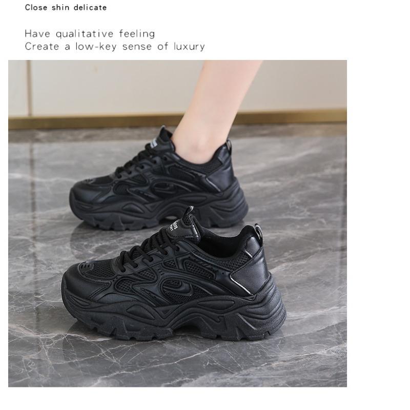 Black Internet Celebrity Thick Soled Fashionable Student Sports Shoes Casual Women's Shoes Spring