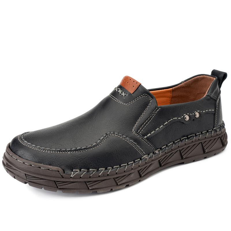 

Мужская дышащая повседневная кожаная обувь, взрослая обувь, мужские удобные туфли для ходьбы, лоферы, обувь для вождения для мужчин, большой размер 38 чёрный