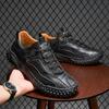 Leather Casual Shoes with Trendy Design Fits True To Size for Spring/Autumn Outdoor Hiking Sneakers Men