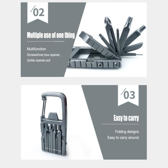 Multi-Tool 12-In-1 Multi-purpose Screwdriver Bottle Opener Phone Holder Carabiner Portable Camping Home