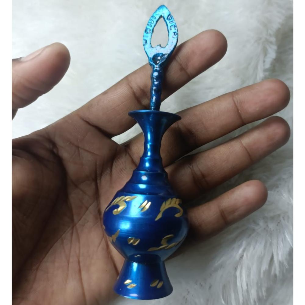 Blue Brass Kajal Holder, Traditional Surma Container with Decorative Design, Women Accessories