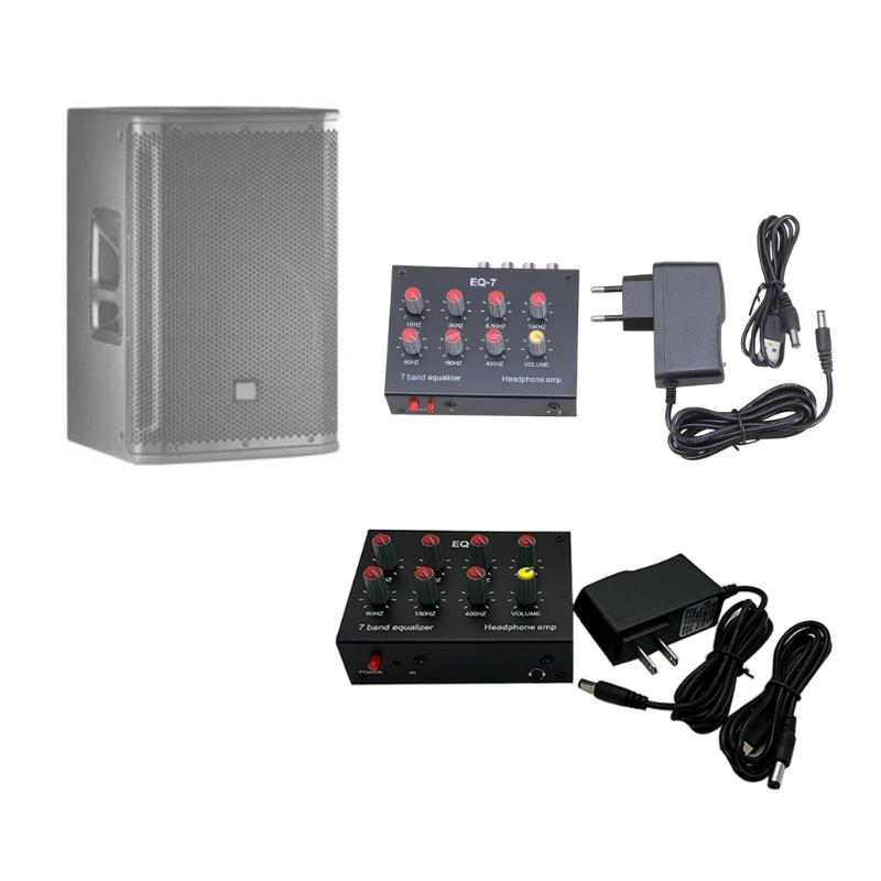 7 Band Digital Equalizer 3.5mm Jack Dual Channel Audio Headset Amplifier 12dB High Bass Adjustment for Mobile Phone