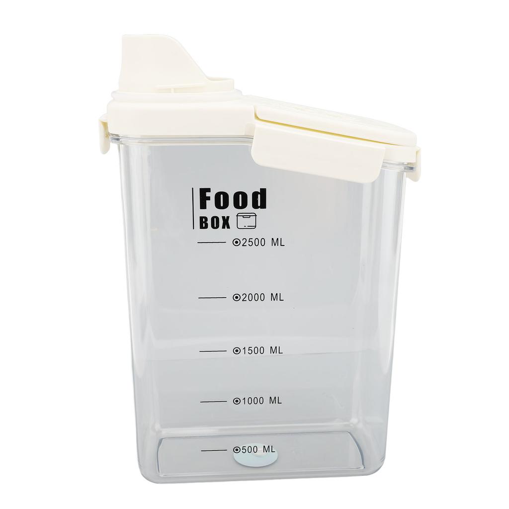 Cereal Storage Container with Pourable Spout Ergonomic Handle Lid Scale Timing Airtight Damp Proof Plastic Rice Storage Bin for Flour Bean Pet Food