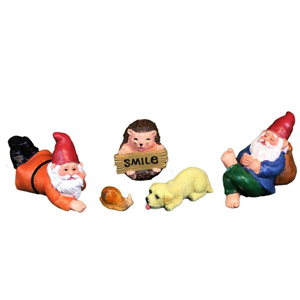 Ornaments Decorations Resin Dwarf Statue Cartoon Animal Miniature Gnome Figurines Fairy Garden