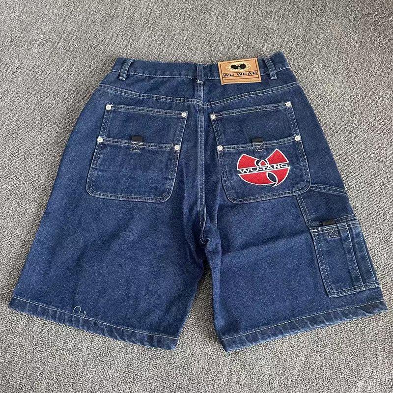 

RogueWave Прямые Шорты Повседневные Американский Ретро Вышивка Хип-хоп Уличные Джинсы Уличная Одежда XXXL