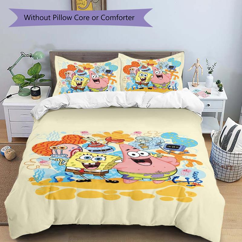 SpongeBob SquarePants Adventure Bedding Set - 3 Piece Comforter Cover Gift for Bedroom,Includes No InsertB123