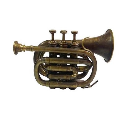 Brass Trumpet Pocket Bugle Horn 3 Valve Mouthpiece Best for Gift