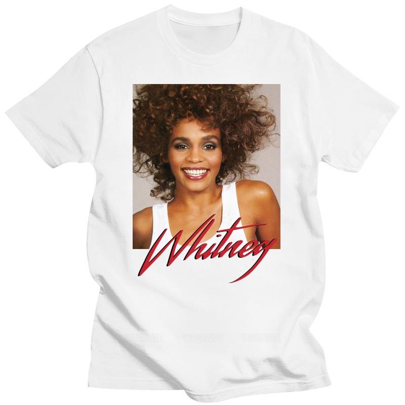

Black t shirt for male summer brand tee-shirt Whitney Houston Official Smile Signature T Shirt teenager tee shirt fashion top XL