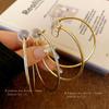 Simple round plain ring earclips, niche cold wind design earrings, commuting fashion temperament, versatile earrings, women