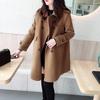 Women Fall Winter Trench Coat Double-breasted Thick Warm Vintage Woolen Mid Length