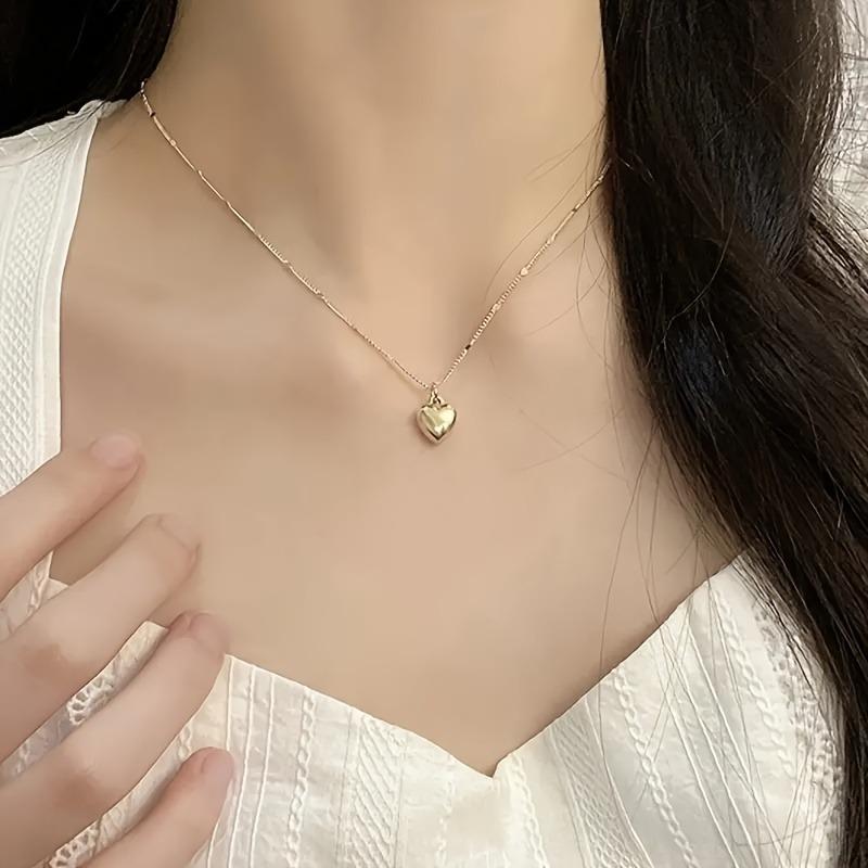 Przesadzony Metalowy Naszyjnik Choker z Dużym Sercem Dla Kobiet Elegancki Minimalizm Złoty Łańcuszek Biżuteria Świąteczna Prezenty dla Dziewczyn