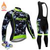 Camouflage Winter Men Thermal Fleece Racing Cycling Jersey Set Warm Cold Proof Mountian Bike Clothes Wear Ropa Ciclismo Hombre