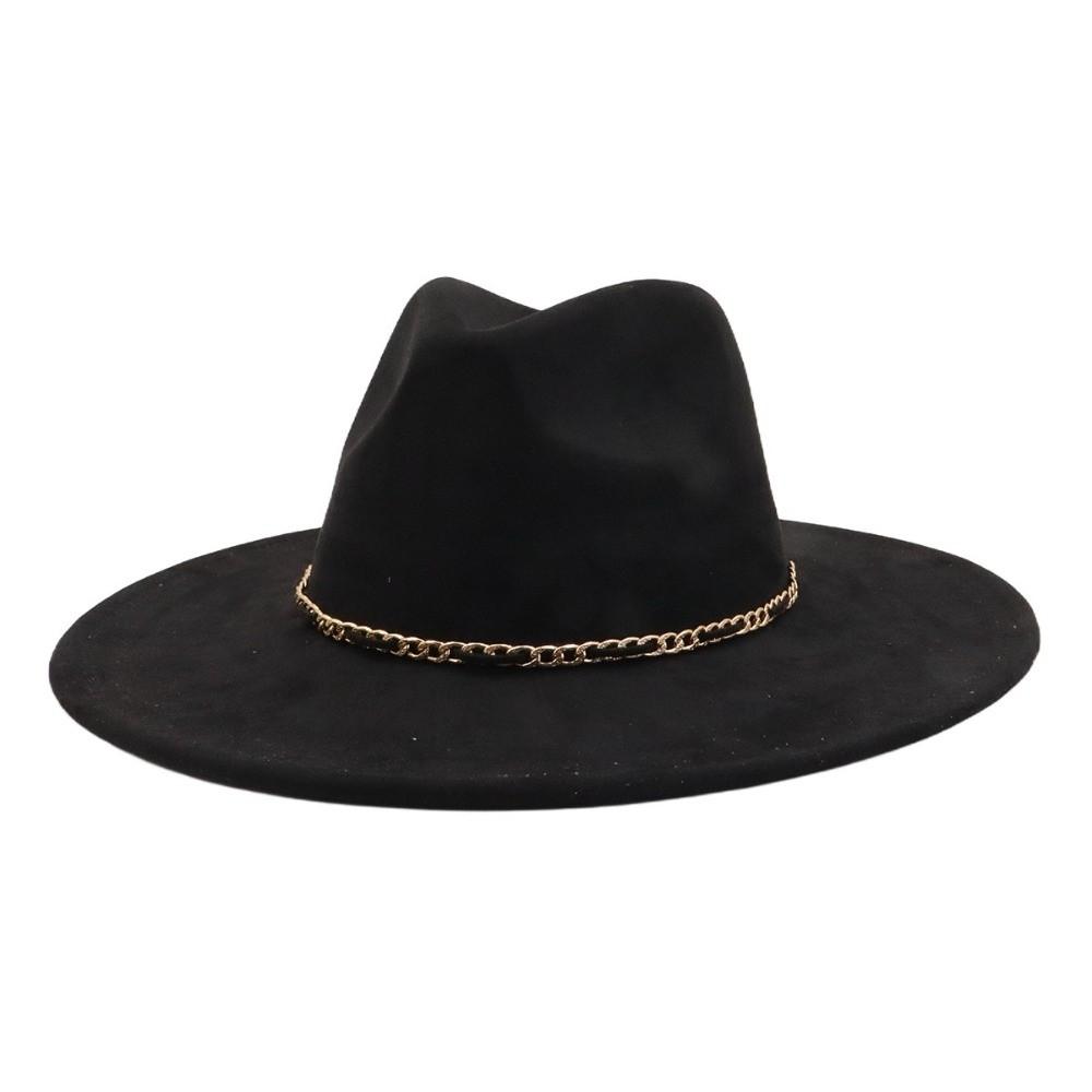 Wide Brim Jazz Cap with Belt Panama Top Hat Universal Formal Hat Church Occasions