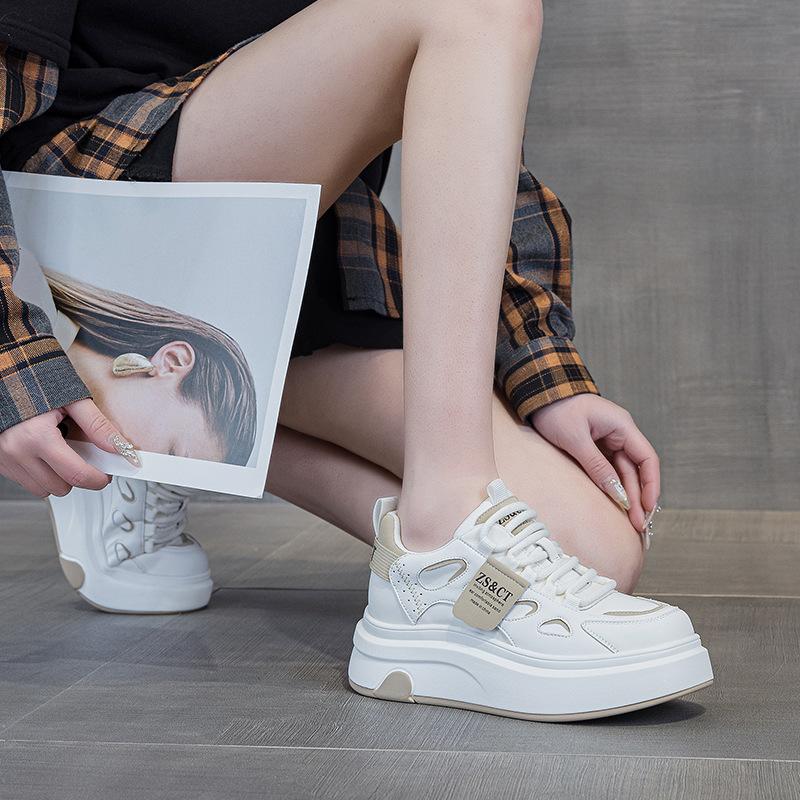 6 Leather muffin shoes spring new high tide brand Korean version versatile sports explosion