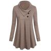 Women's Solid Color Button Long Sleeved T-shirt Loose Pullover Top