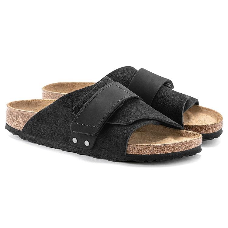 Birkenstock Kyoto Nubuck-Suede Leather Narrow Fit Sandals 'Black' Men's 1022566