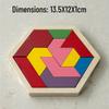 Hexagonal Shape Chess Puzzle - Seven Pieces, 11 Blocks Educational Wooden Toy for Kids