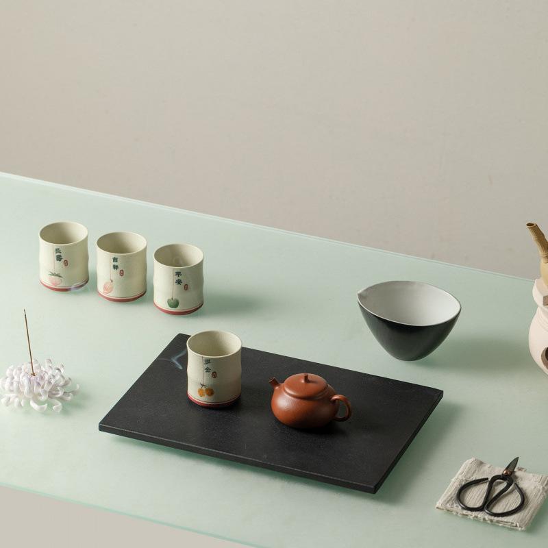 Hand painted four seasons lucky fruit bamboo cup ceramic master cup tea cup tea cup cola cup handmade teacup kung fu tea set