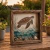 Exquisite Design Ornament Sea Glass Art Painting with LED Light, DIY Mosaic Arts and Craft Kit, Picture Frame Lamp Ocean Themed Beach Kit for