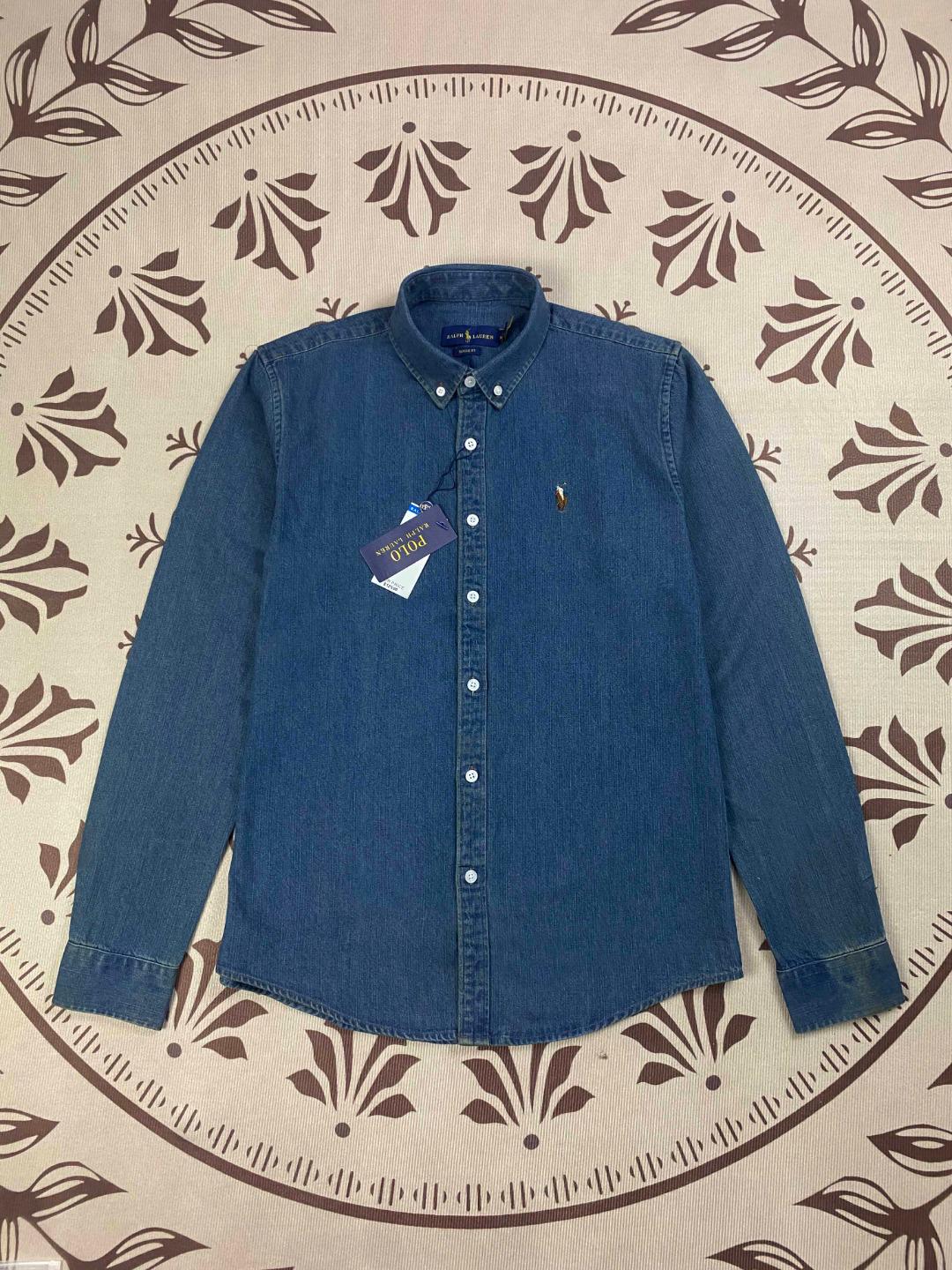 Ralph RL High Version Jung Soo-jung Style Denim Shirt with Little Horse Embroidery L
