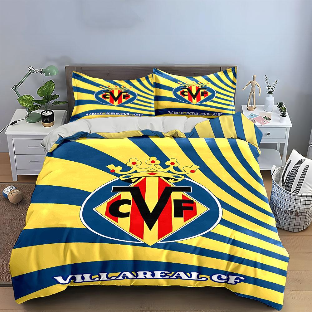 Villarreal CF Logo Bedding Set Bedding Duvet Cover Set Duvet Cover Pillowcases (1 * Duvet Cover 2 * Pillowcases, Without Duvet Insert)