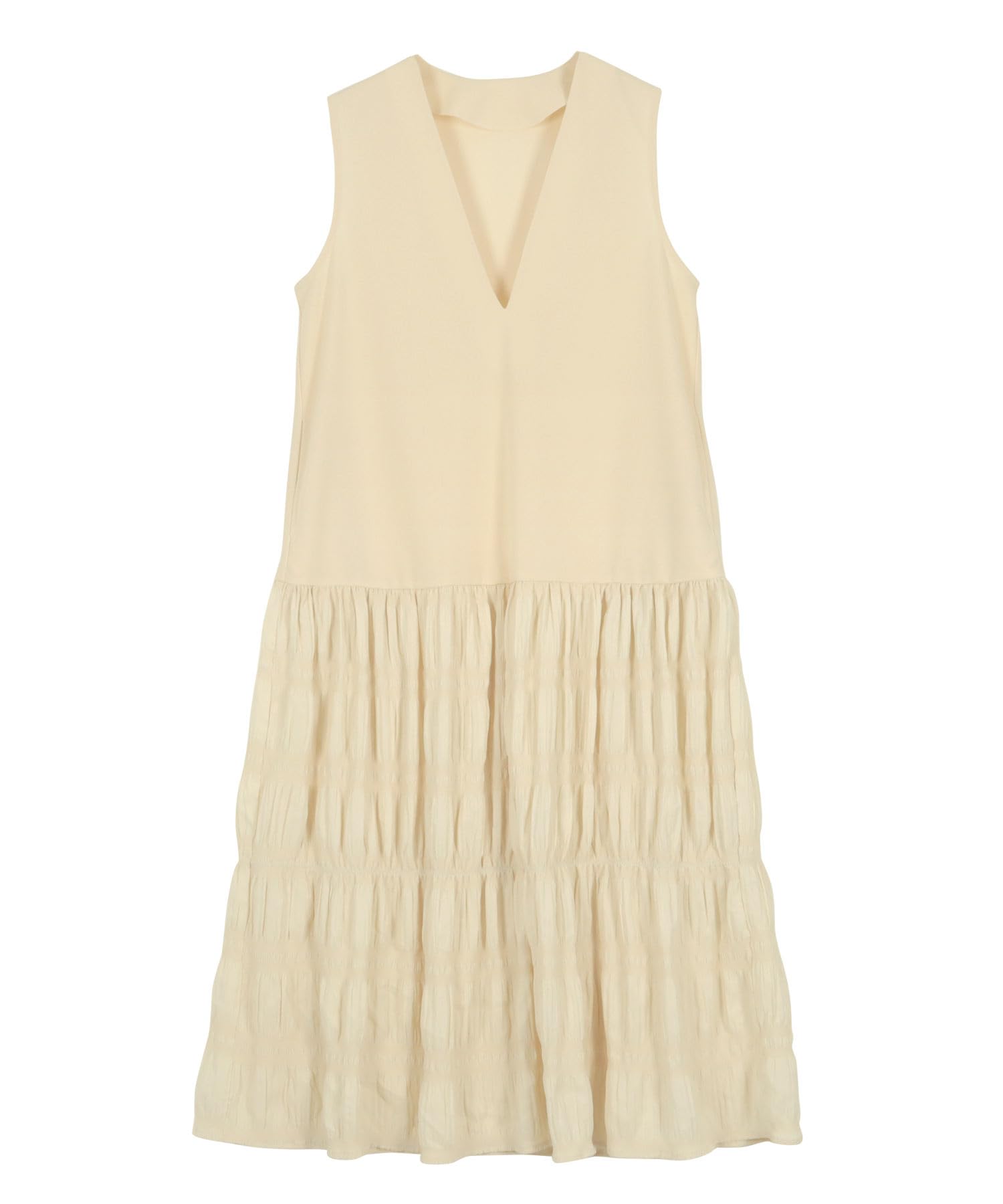 Женское многоярусное платье-свитер Kobe Lettuce с V-образным вырезом, Стройнящее, Свободный крой, Многоярусное платье, Размер M, Кремовый [E3366]