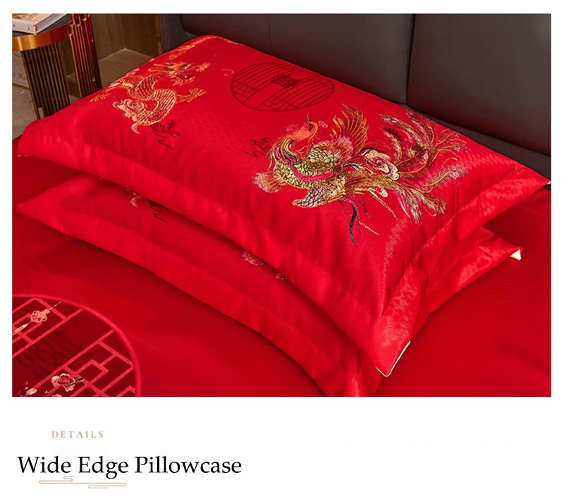 Luxuriöser roter Bettrock aus Hochzeitsspitze, eisweiche Matte, Tagesdecke im chinesischen Stil für Doppelbetten, dreiteiliges Set, maschinenwaschbar