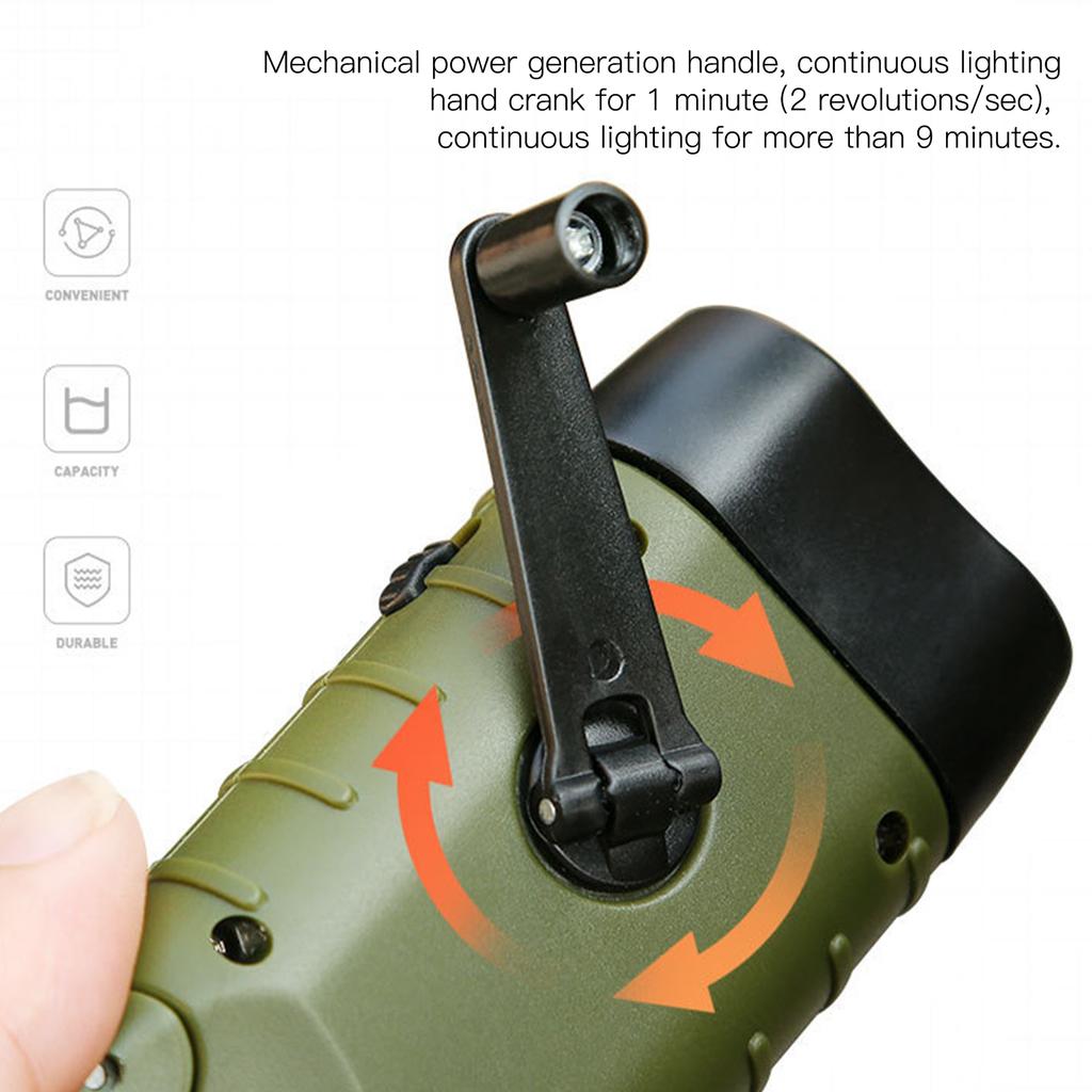 Multifunction Solar Hand Crank Flashlight Emergency LED Portable Torch for Climbing Camping