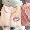 Women's Winter Pajama Set - Coral Fleece Cardigan & Flannel Pants
