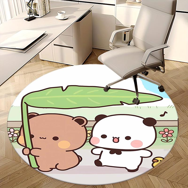 Cute Animal Friends,Kawaii Panda Bear Chair mat Round Rug Office carpet,Non slip, Suitable for Living Rooms, Bedrooms Decor1205065a