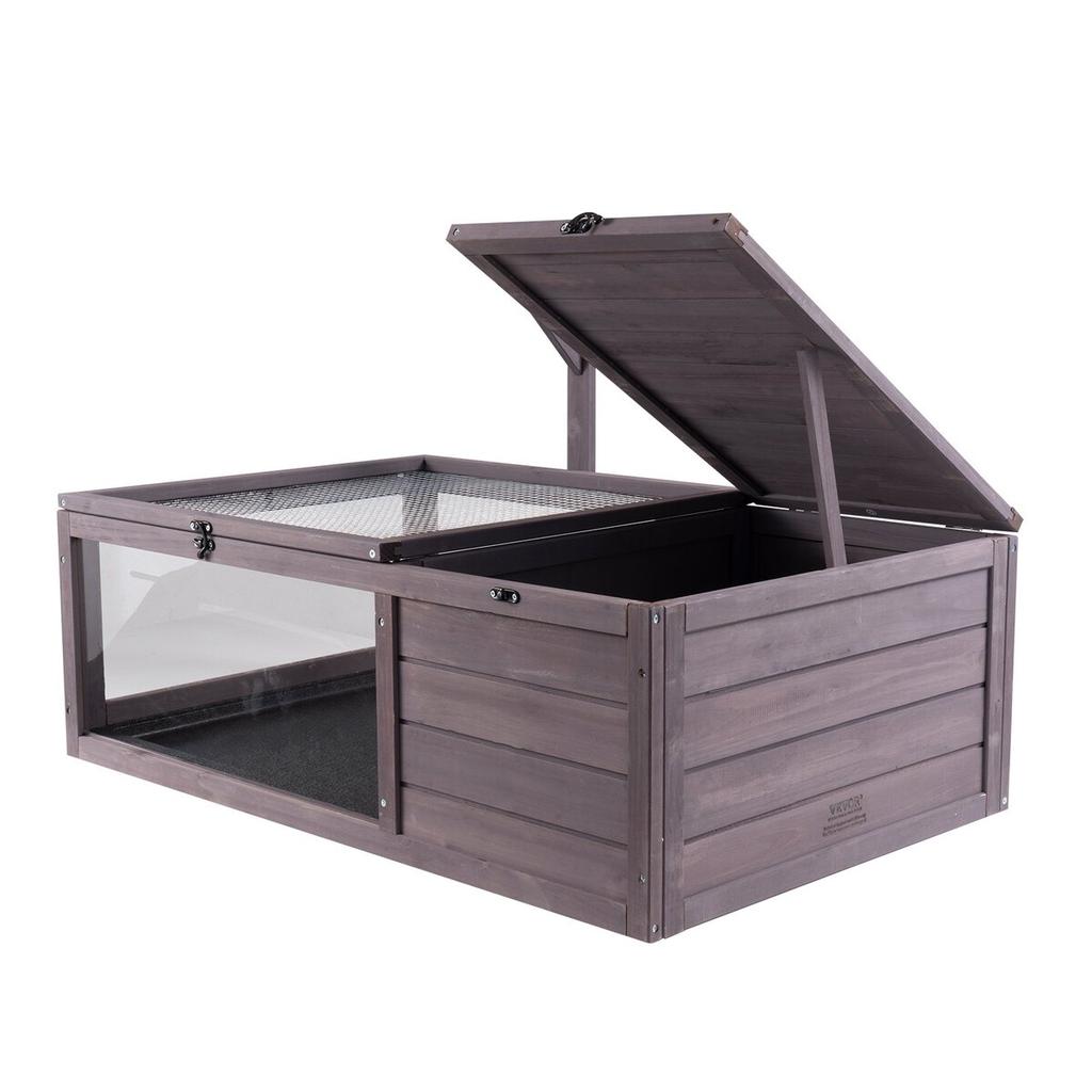 Habitat Tortue Maison Tortue en Bois Intérieur & Extérieur 2 Pièces 38x24x13in