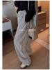 Women's Petite Retro Vertical Striped Wide-Leg Pants - Summer Casual Loose Fit