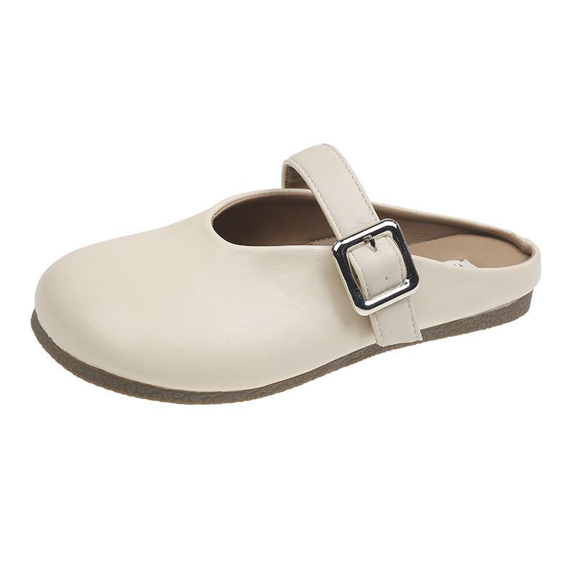 Flat Bottom Net Red Bag Head Half Slippers Women's Summer Wear Pregnant Women Lazy One Pedal 2025 New Versatile Casual Sandals