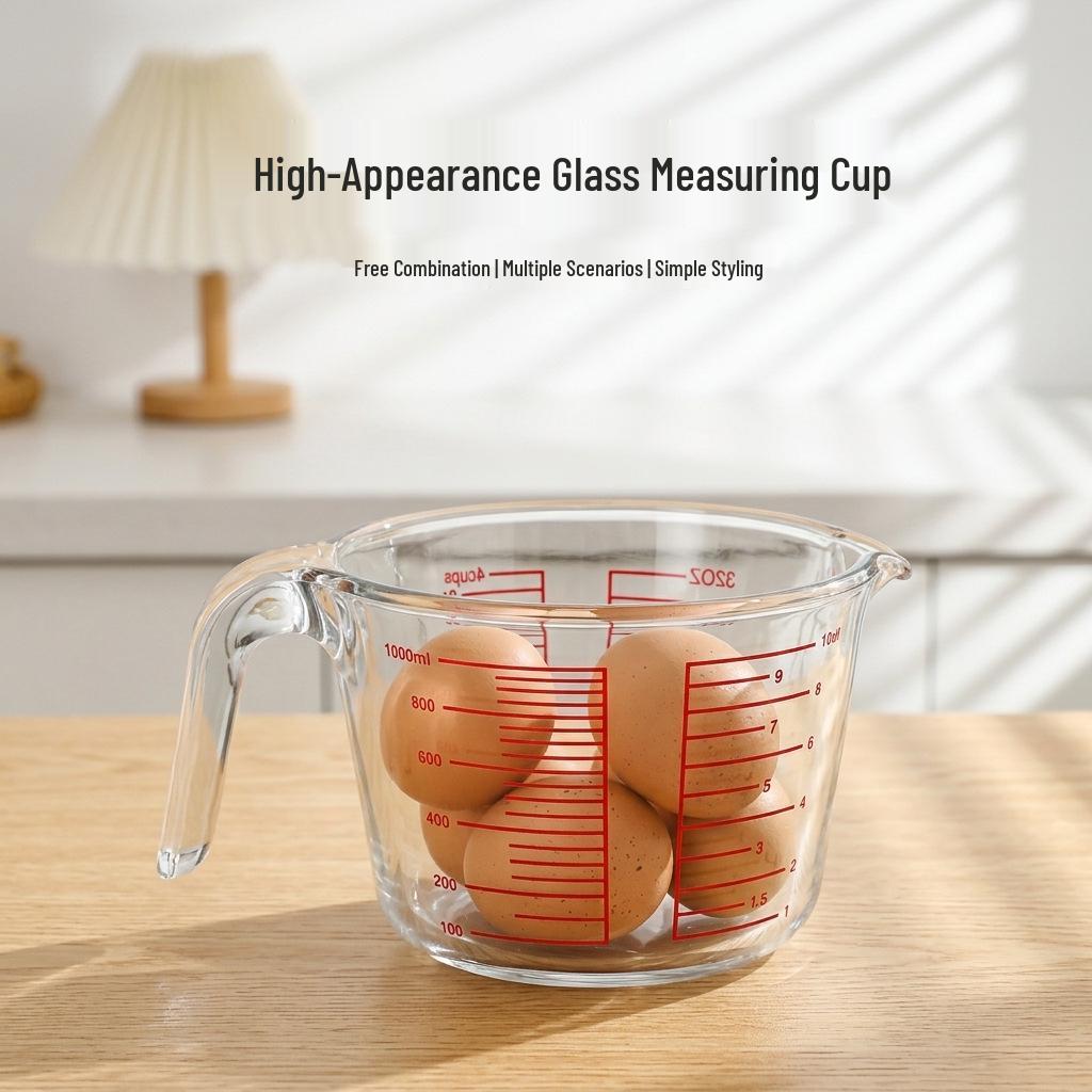 Steamed Glass Measuring Cup & Spoon with Scale for Baking & Egg Beating