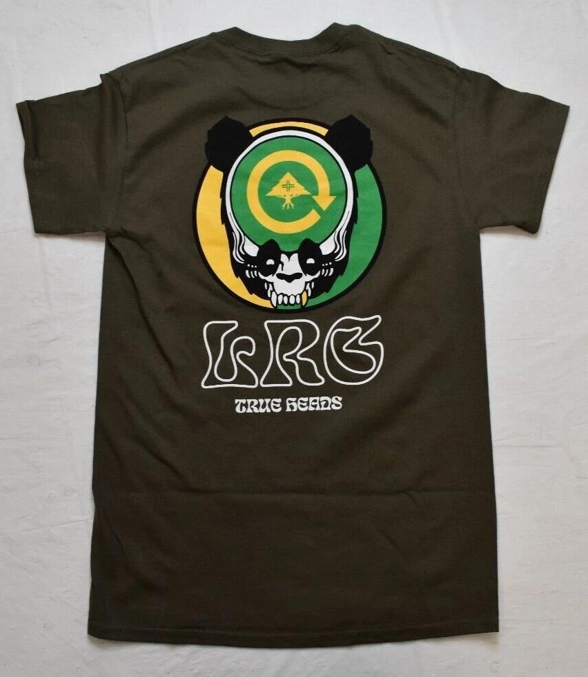 LRG Lifted Research Group Mens Panda True Heads Military Green Shirt NWT Small M