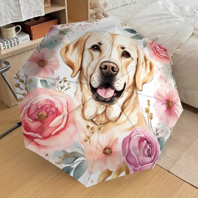 1pc dog flowers Pattern Umbrella Design Automatic Opening and Closing Umbrella, High-quality Travel Umbrella, Lightweight and Portable, -98