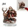 Niedlicher Weihnachtsmann Weihnachtsdekorationen Weihnachtsrentier Tischdekoration, 2D Acryl Festliche Home Office Schreibtischdekoration für Kamin Wohnzimmer